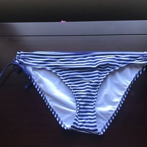 Navy and white striped bathing suit bottom